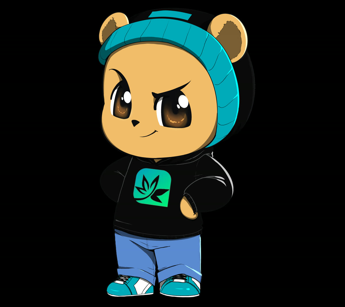 The Hyphy Hippie brand mascot character wearing a beanie and hoodie